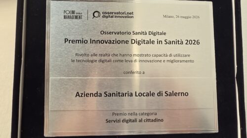 L’Asl di Salerno premiata al “Premio Innovazione Digitale in Sanità 2026” L’Asl di Salerno premiata al “Premio Innovazione Digitale in Sanità 2026”