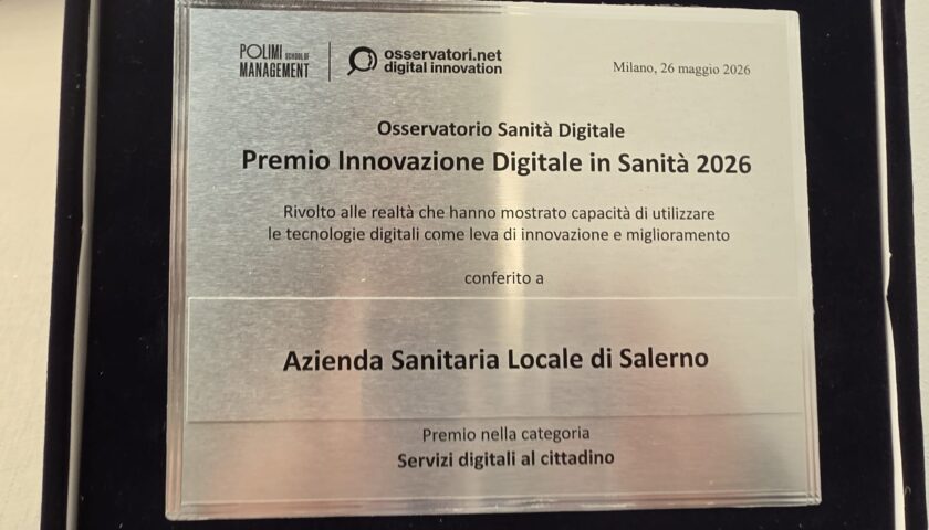 L’Asl di Salerno premiata al “Premio Innovazione Digitale in Sanità 2026”
