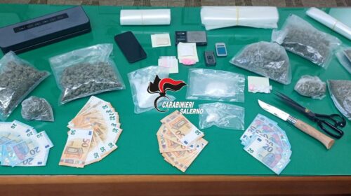 Tramonti, arrestato giovane per spaccio: in auto e in casa cocaina, hashish, ecstasy e ketamina