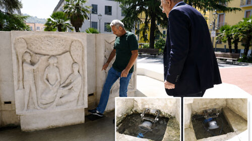 Salerno, vandalizzata la fontana restaurata in piazza San Francesco: ira De Luca Salerno, vandalizzata la fontana restaurata in piazza San Francesco: ira De Luca