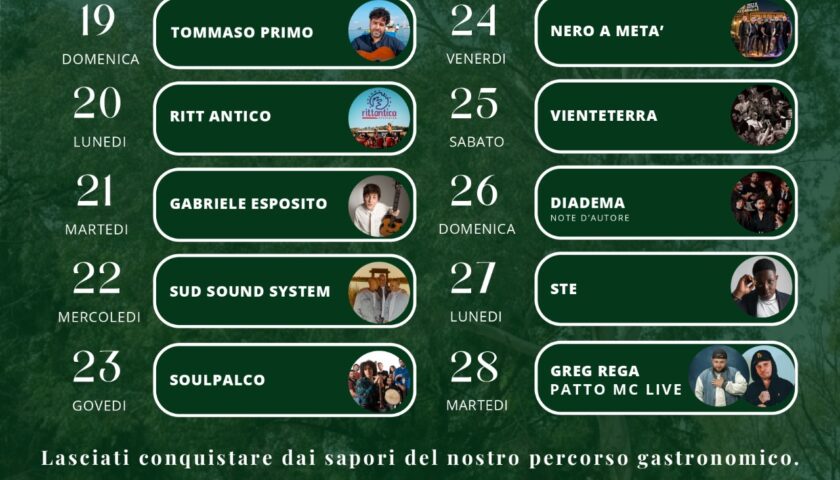  Pontecagnano, al via alla festa del bosco WoodFest 2026 tra piatti della tradizione e musica live