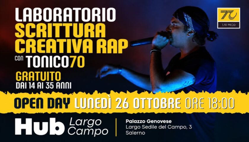 Rap a Salerno: Tonico70 apre un laboratorio gratuito