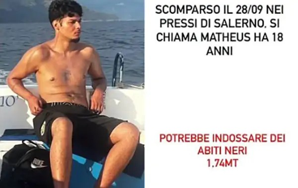 Apprensione a Salerno per Matheus, il18enne non si trova dal 28 settembre
