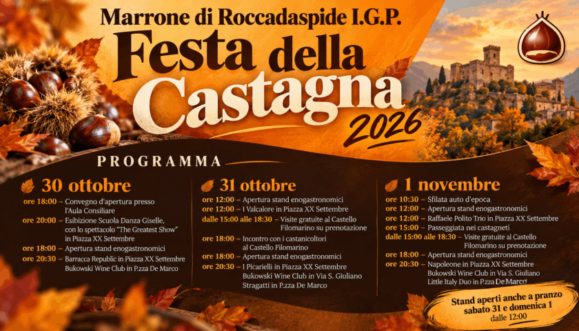 Festa della Castagna a Roccadaspide: le date del 2026